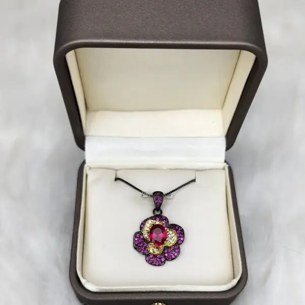 Exquisite Sapphire Copper Gold-Plated 18K Jewelry Set | 1 Pair of Earrings + 1 Ring + 1 Necklace - Image 3